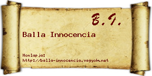 Balla Innocencia névjegykártya